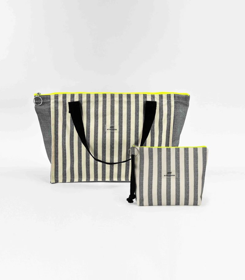 Pack Grey Stripes Bolso de Viaje Mediano + Neceser