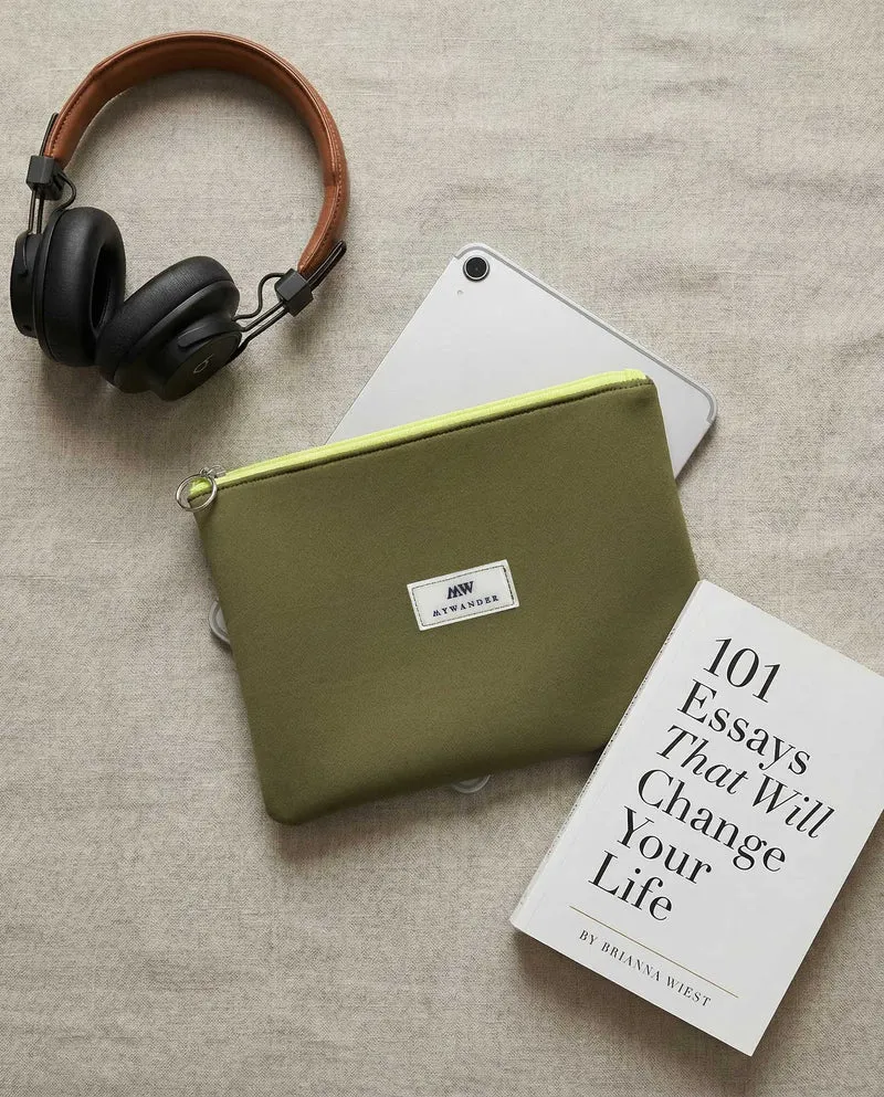 Neceser plano Neopreno Olive/Funda Ipad