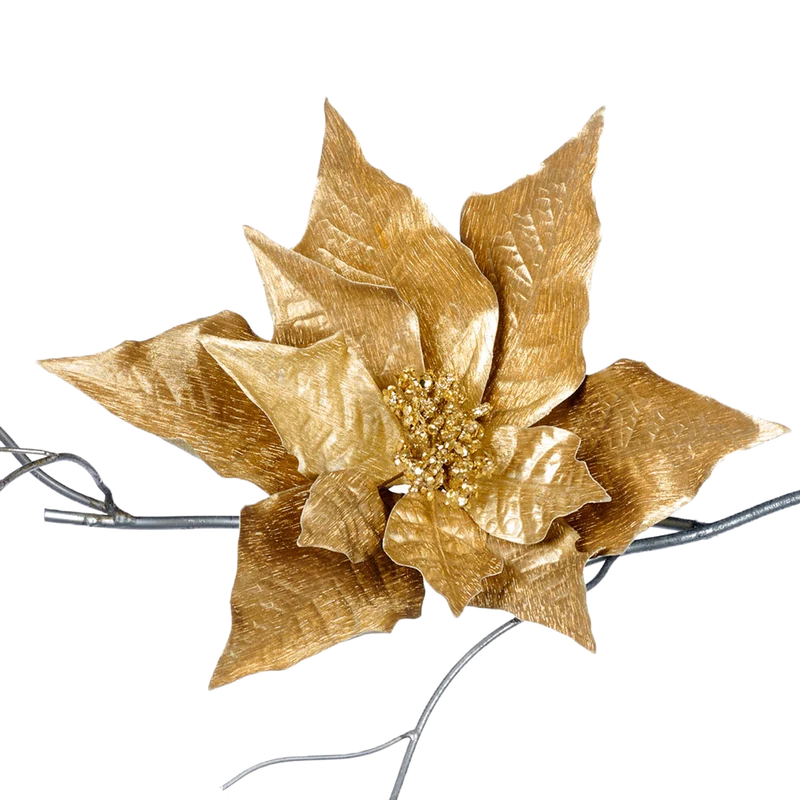 Poinsettia Flower On Clip 33cm
