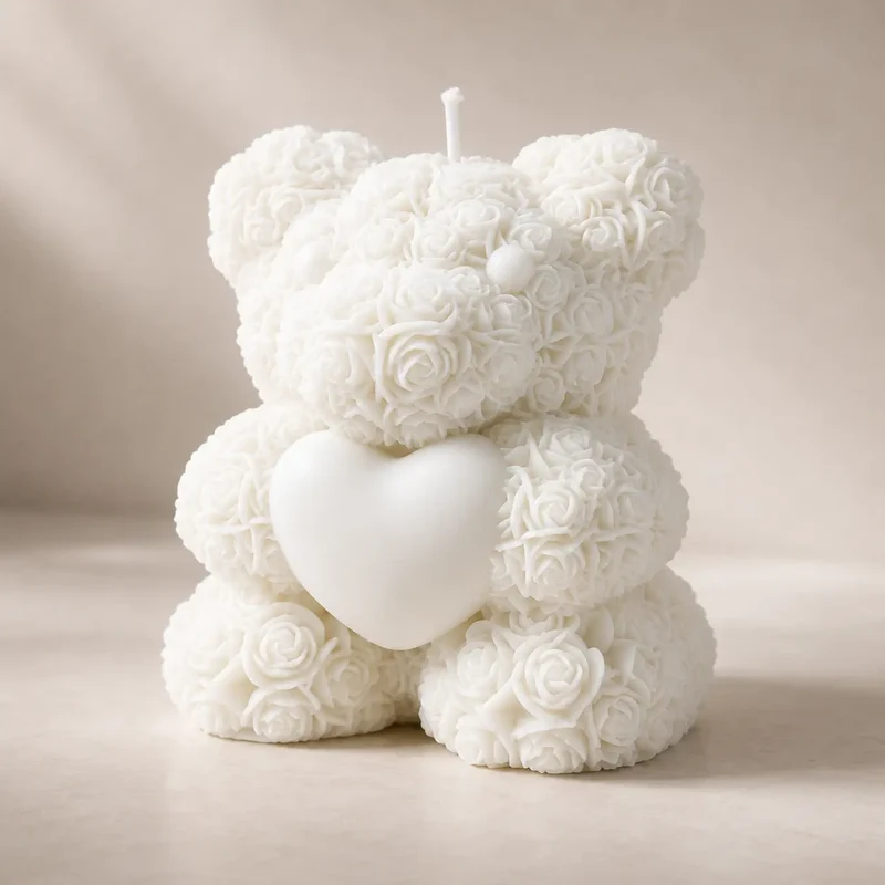Oso floral con corazón grande (molde de silicona)
