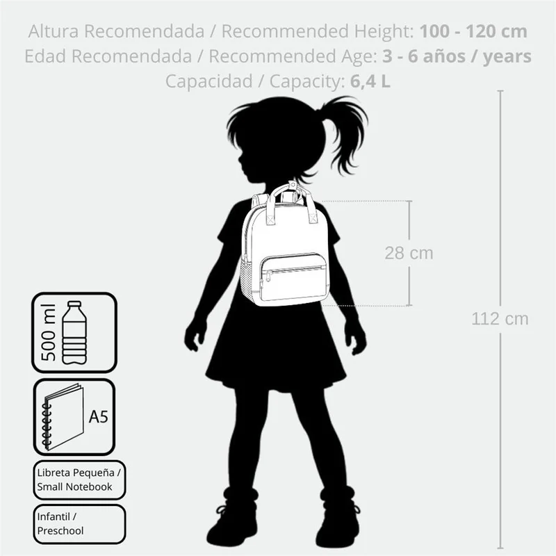 99321T1 MOCHILA ADAP. 28CM. C/CARRO. ENSO GIRL ZONE