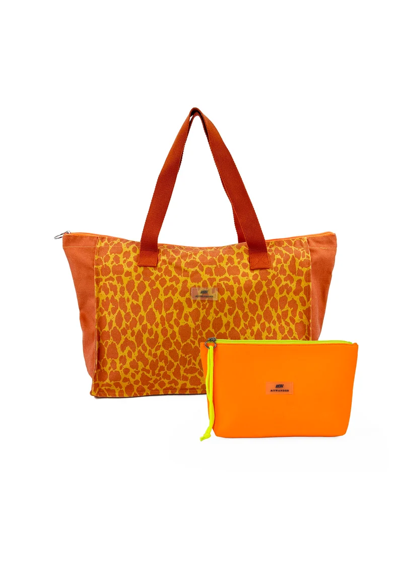 Pack Arizona Bolso de Viaje Mediano + Bolso de Mano Neopreno Naranja Flúor