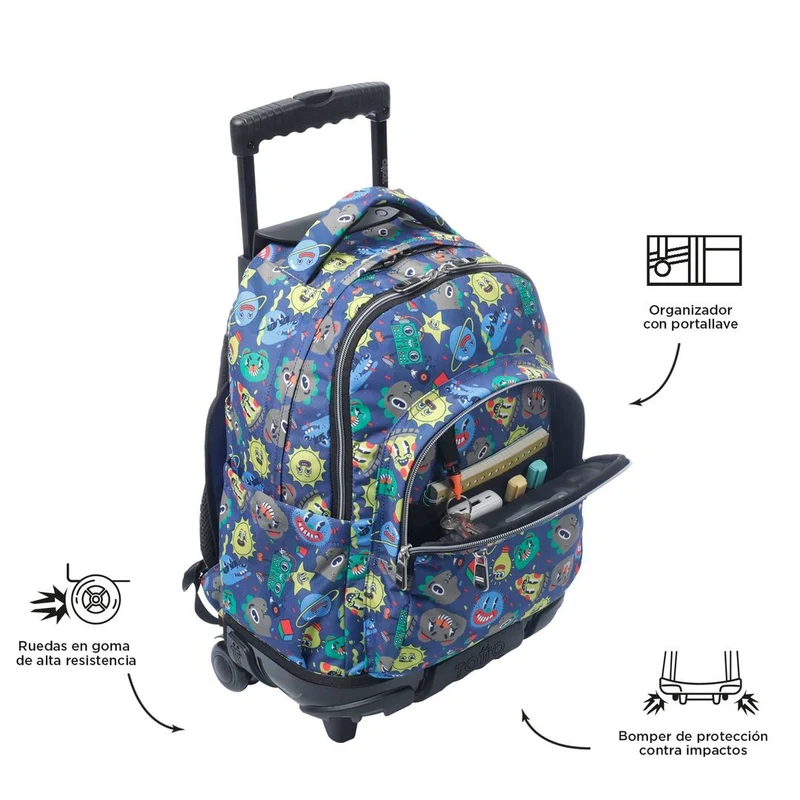 TOTTO Mochila escolar con ruedas – Renglones - 8JZ Tello