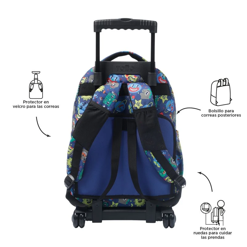 TOTTO Mochila escolar con ruedas – Renglones - 8JZ Tello