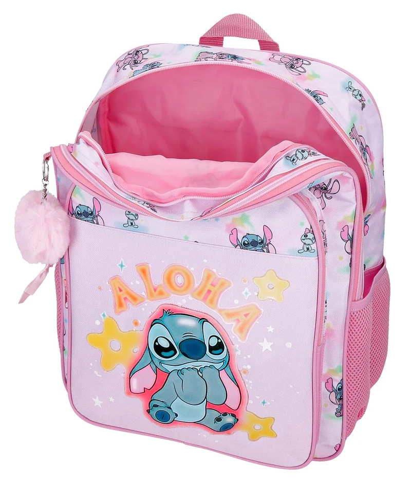 43524V1 MOCHILA ADAP. 40CM 2C. C/CARRO STITCH YOU & ME