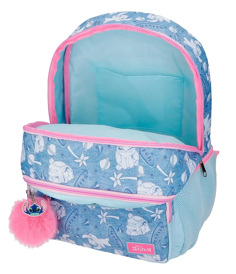 32924V1 MOCHILA ADAP. 44CM 2C. C/CARRO. STITCH HEARTS