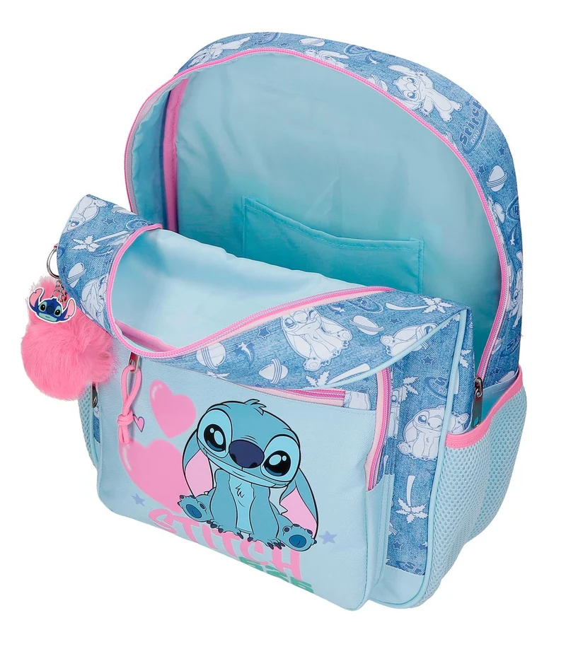 32923V1 MOCHILA ADAP. 38CM. C/CARRO. STITCH HEARTS