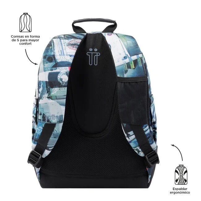 TOTTO Mochila escolar - Crayoles- 4HV- Postales y Casetes
