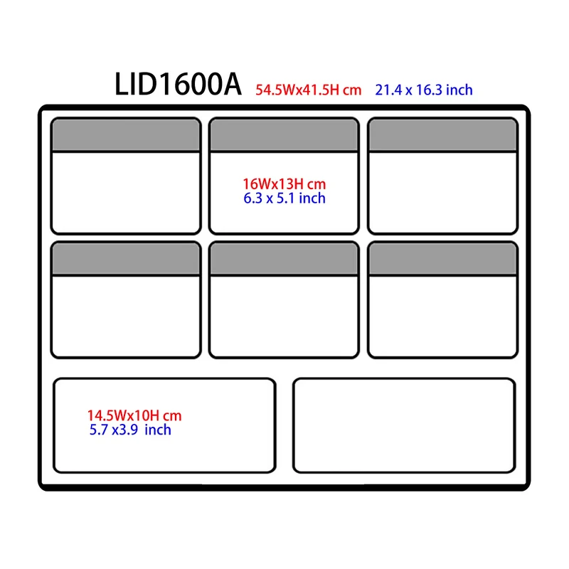 Lid Gear Organizer for Peli 1600 1610 1620 6+2 Pockets