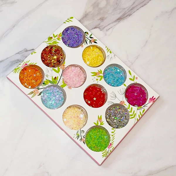 Estrellas decorativas / glitter / brillantina (12 colores)