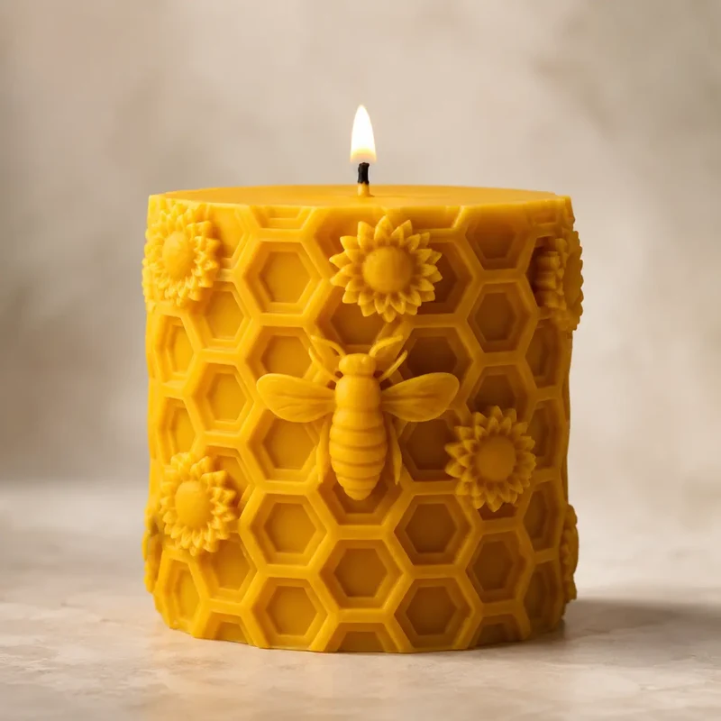 Panal de abeja con flores cilindrico (molde de silicona)