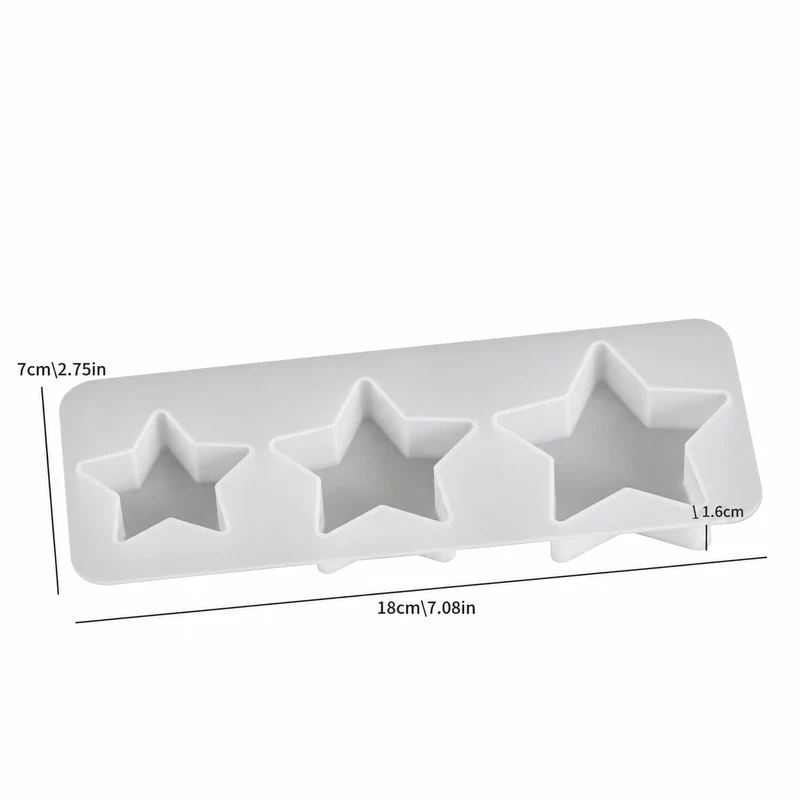 Estrella de cinco puntas en 3 tamaños (molde de silicona)