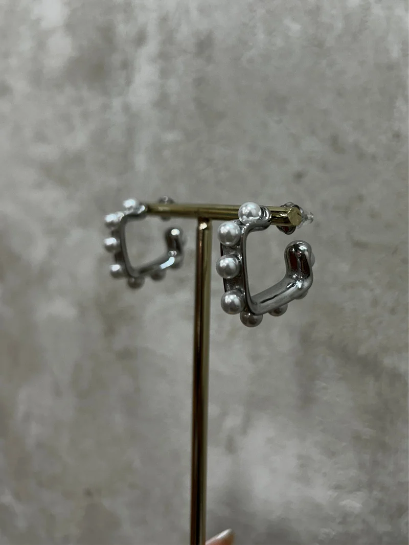 Pendientes acero perlas