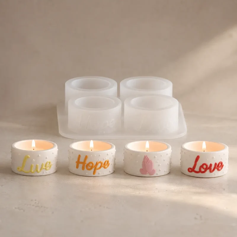 4 porta velas de deseo / manifestaciones (molde de silicona)