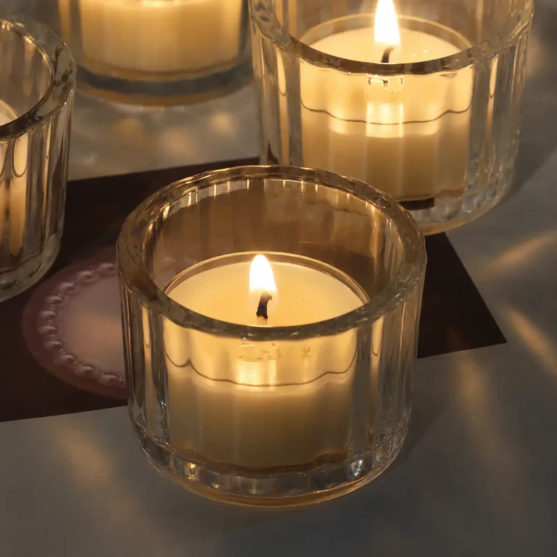 Frasco / vaso de vidrio ondulado para velas (50g de cera)