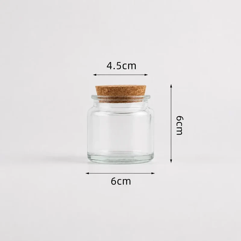 Frasco / vaso de vidrio con tapa corcho para velas (90g de cera)