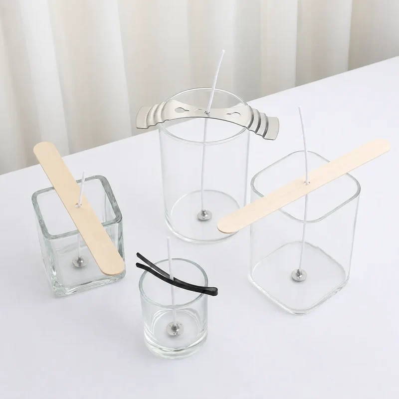 Porta pabilos / sujetador / soporte de pabilos de madera para velas grande (5 unidades)