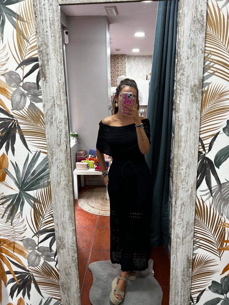 Vestido croché negro
