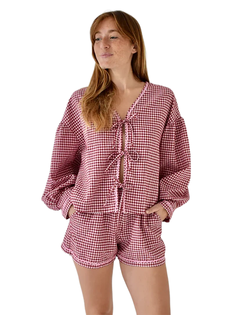 Blusa Marta Vichy Burgundy
