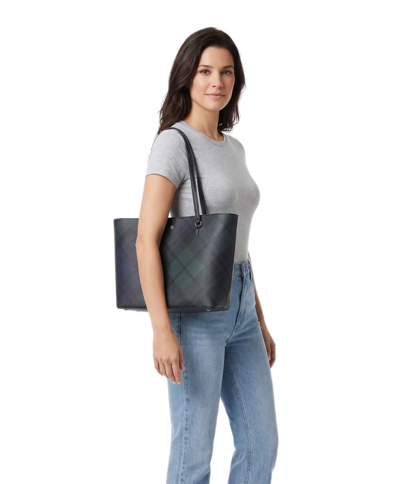Lauren Ralph Lauren Karly Medium Bolsa shopping black watch tartan