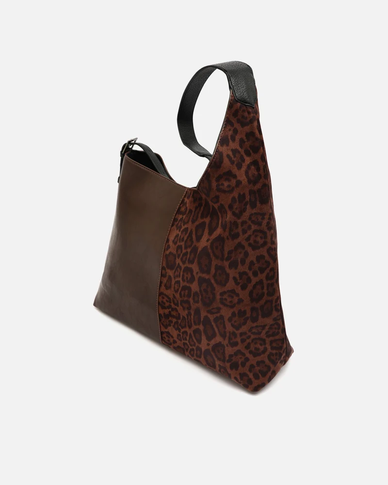 Belba bolso hobo efeco ante y estampado animal print