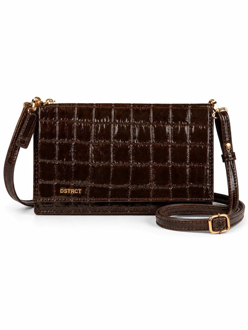 DSTRCT Leren Croco crossbodytas/ Clutch 033130