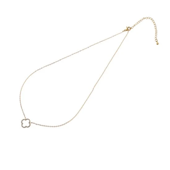 Day & Eve by Go Dutch Label Small Size Sparkly Clover Necklace - 14K (34+6 cm)