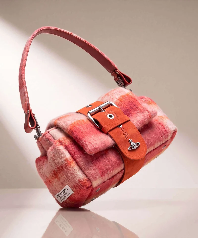 Vivienne Westwood Hazel Treasure Tartan Mohair Bolso de hombro fraser pink