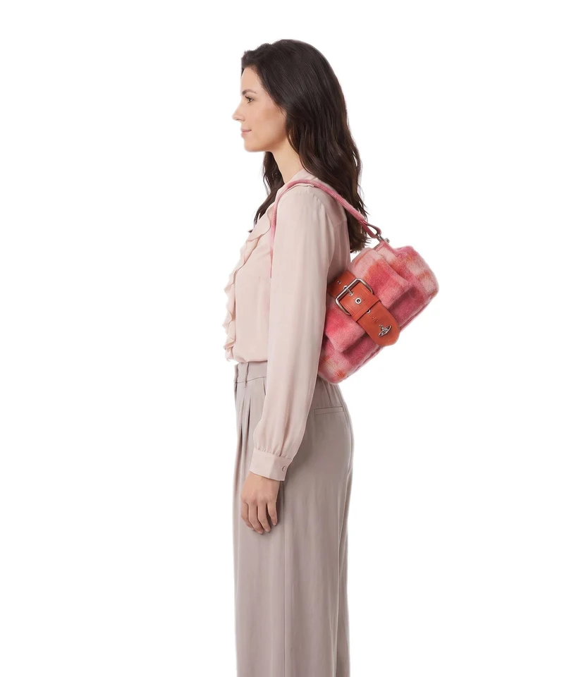 Vivienne Westwood Hazel Treasure Tartan Mohair Bolso de hombro fraser pink