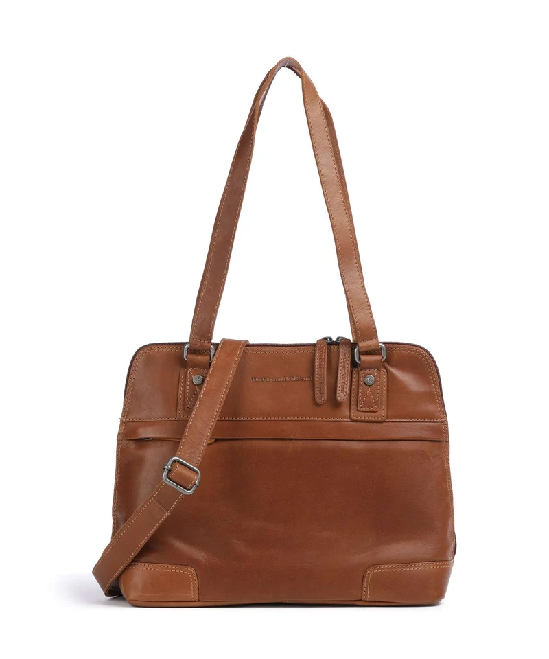The Chesterfield Brand Wax Pull Up Cow Belgrado Bolso de hombro cognac