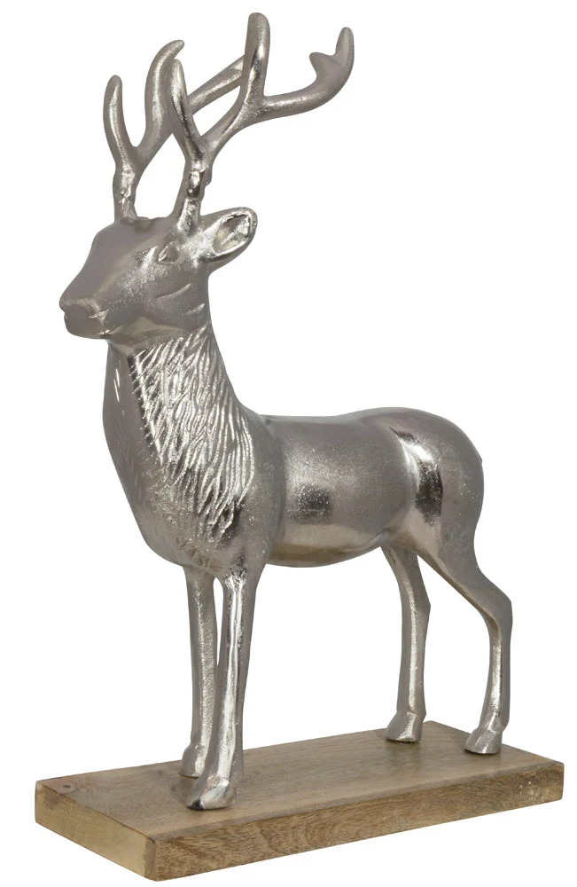 Hirsch auf Fuß, Figurhöhe ca.46cm, Aluminium VE-2