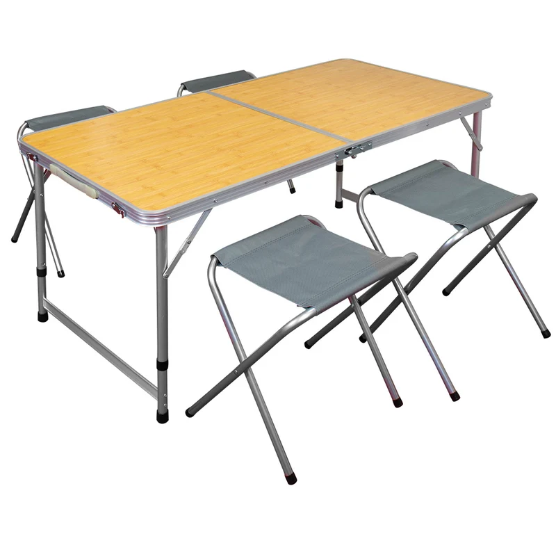 Campingtisch mit 4 Klappstühlen braun, VE-2