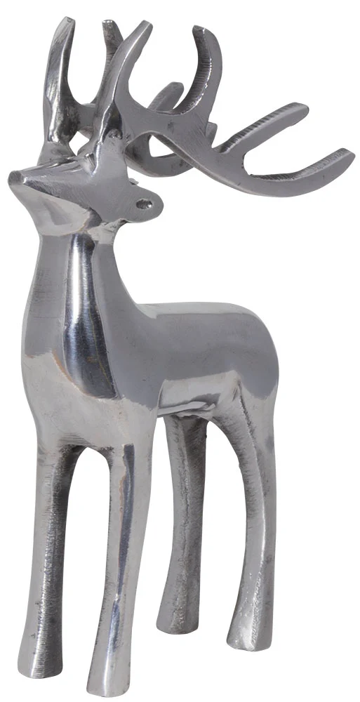 Aluminium Figur stehender Hirsch / 13x8x20cm